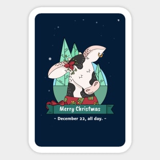 Merry Christmas Cow Sticker
